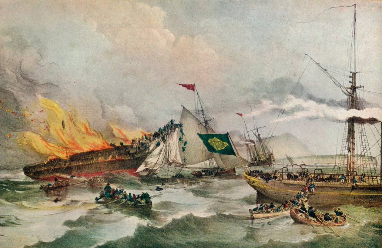„Płonący władca oceanu”, c1848 autorstwa Prince de Joinville Francois d