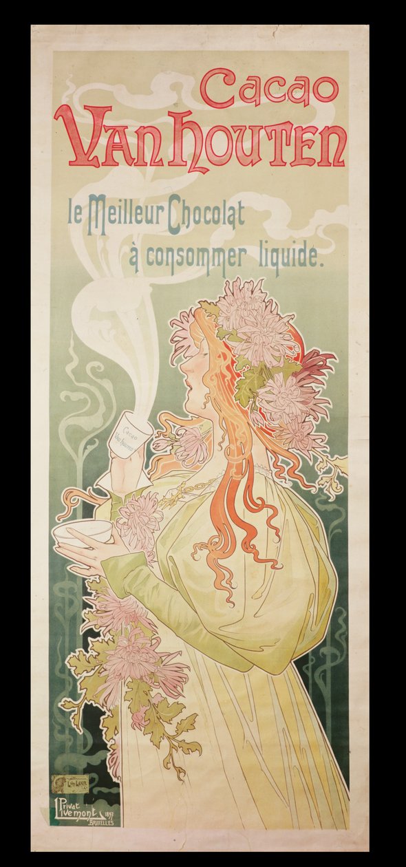 Plakat reklamowy "Cacao Van Houten", Belgia, 1897 r. autorstwa Privat Livemont