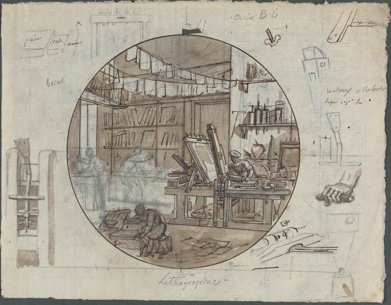 Pracownia Litograficzna autorstwa Probably French 19th Century