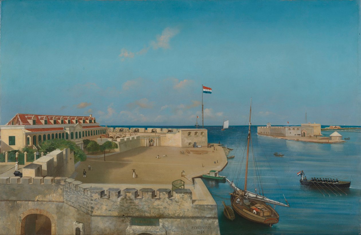 Wejście do portu w Willemstad autorstwa Prosper Crébassol