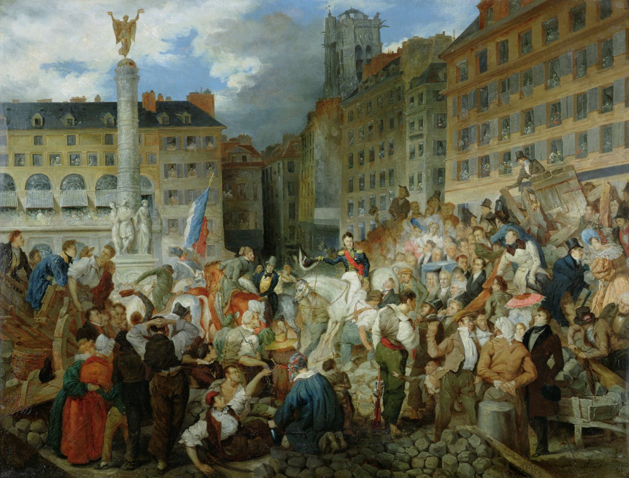 Książę Orleanu przechodzący przez Place du Chatelet 31 lipca 1830 r. autorstwa Prosper Lafaye or Lafait