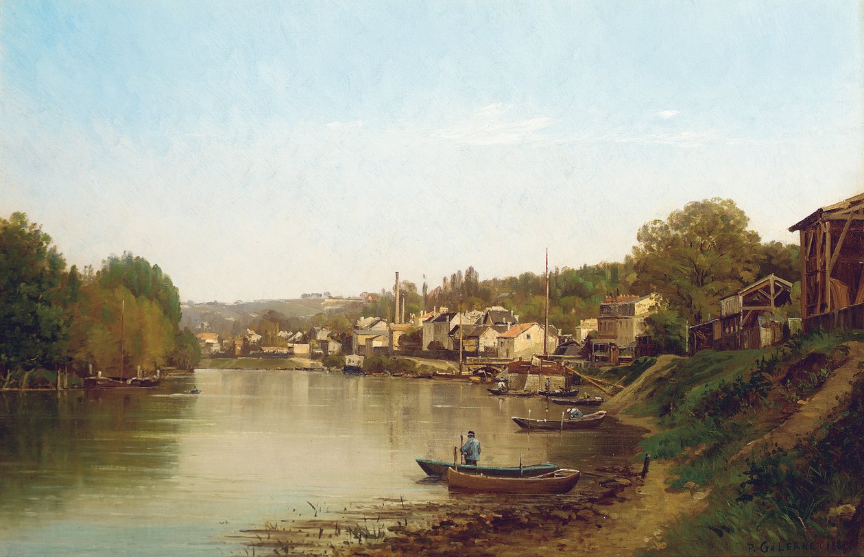 Nad brzegiem Sekwany w Meudon autorstwa Prosper Galerne