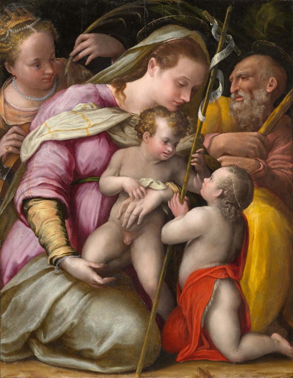 Święta Rodzina ze św. Katarzyną Aleksandryjską i Dzieciątkiem św. Jan Chrzciciel, ok. 1551-1556 (olej na desce z topoli) autorstwa Prospero Fontana