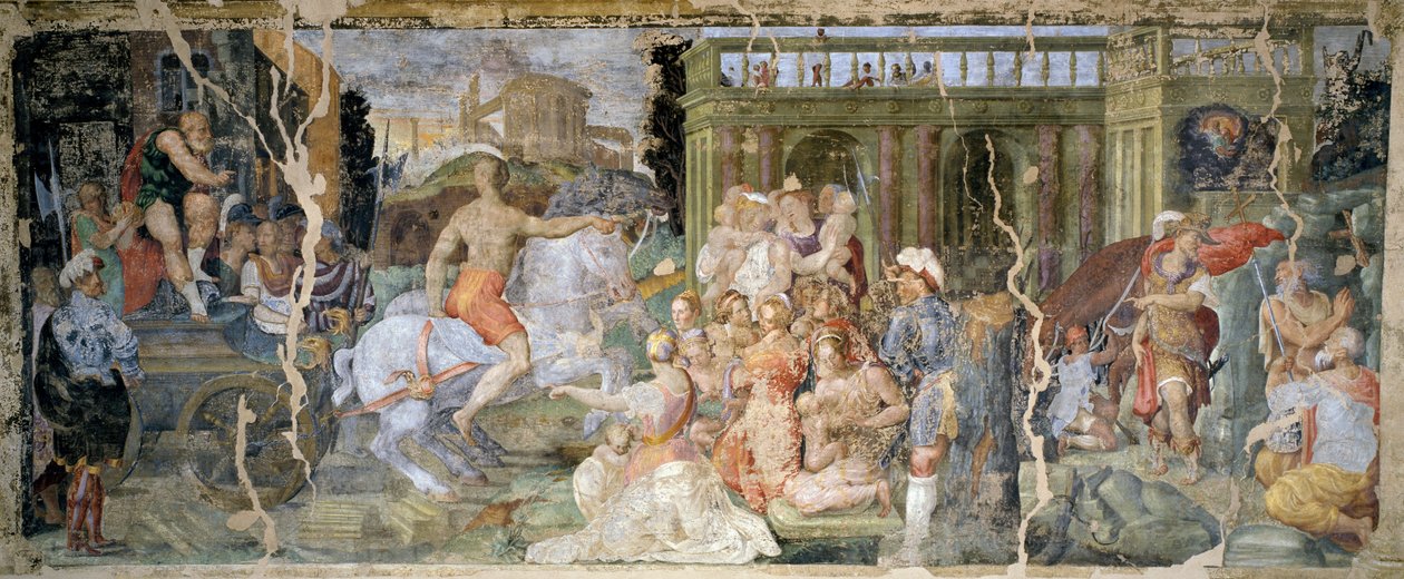 Opowieści o papieżu Sylwestrze i cesarzu Konstantynie, Prospero Fontana (1512-1597), fresk, sala, Palazzina della Viola, Bolonia, Włochy autorstwa Prospero Fontana