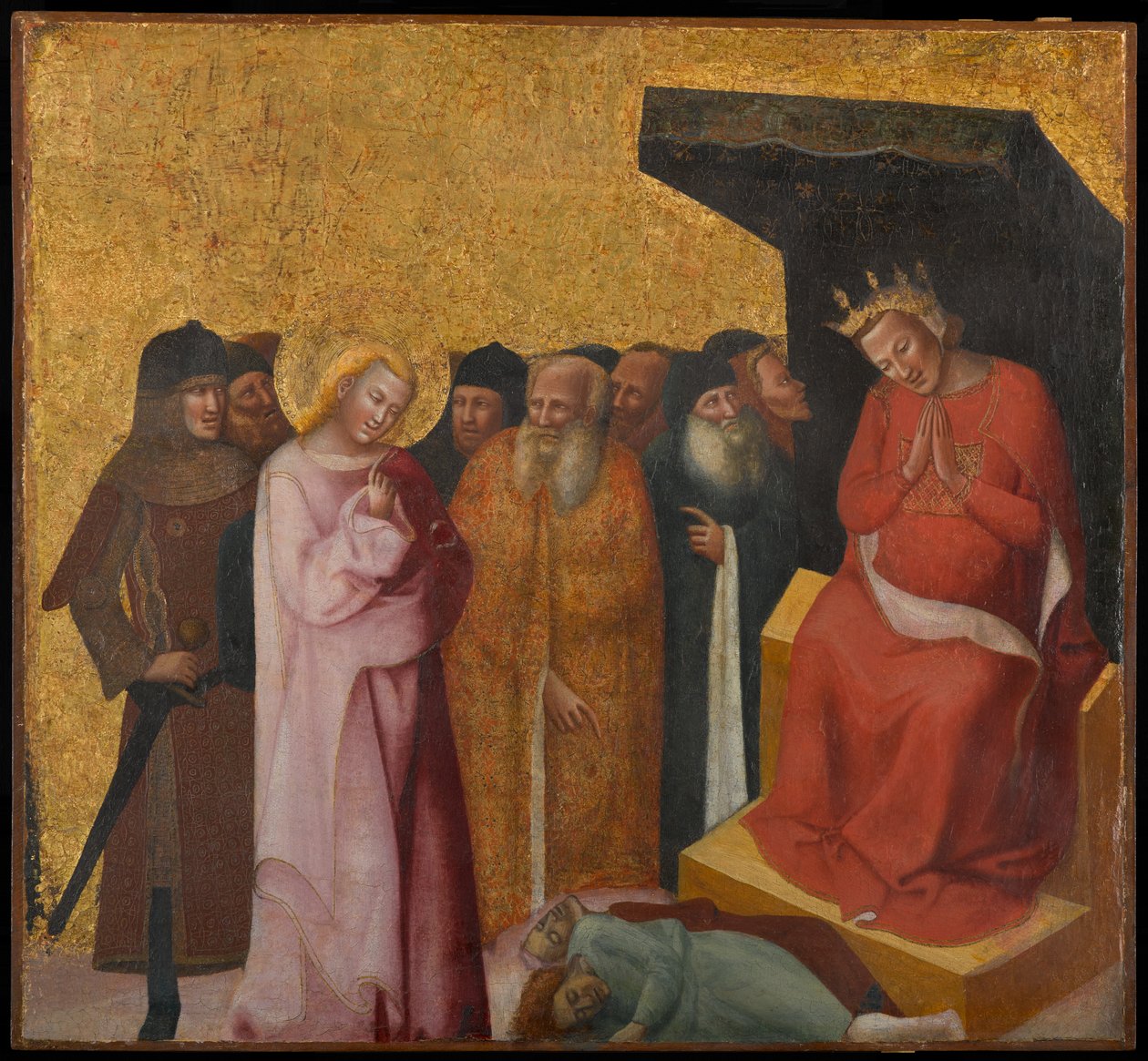 Św. Jan Ewangelista przywracający życie dwóm mężczyznom, ok. 1325-1330 (tempera i złoty płatek na desce) autorstwa Pseudo Jacopino di Francesco