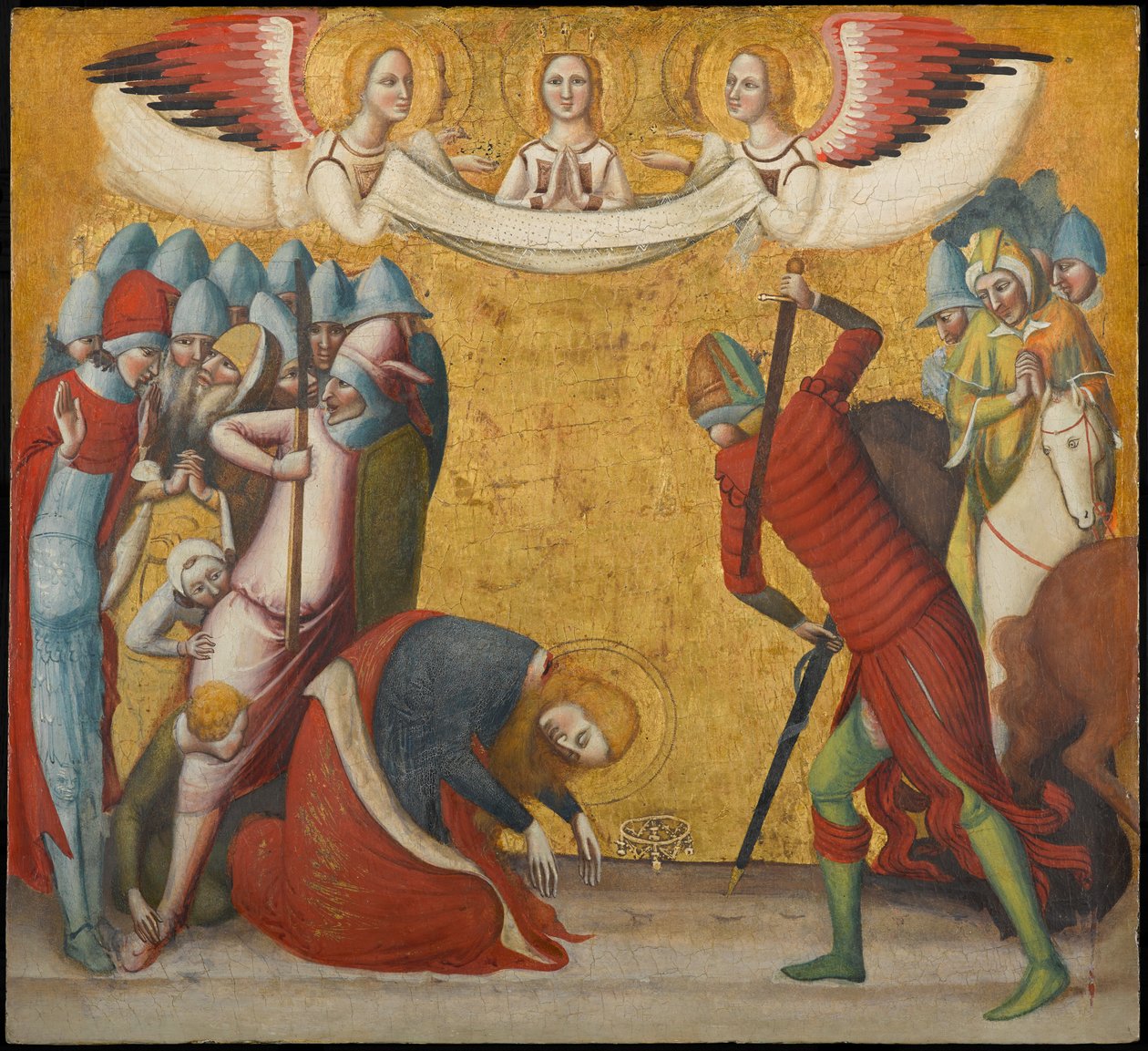 Ścięcie św. Katarzyny Aleksandryjskiej, ok. 1325-1330 (tempera i złoty płatek na desce) autorstwa Pseudo Jacopino di Francesco