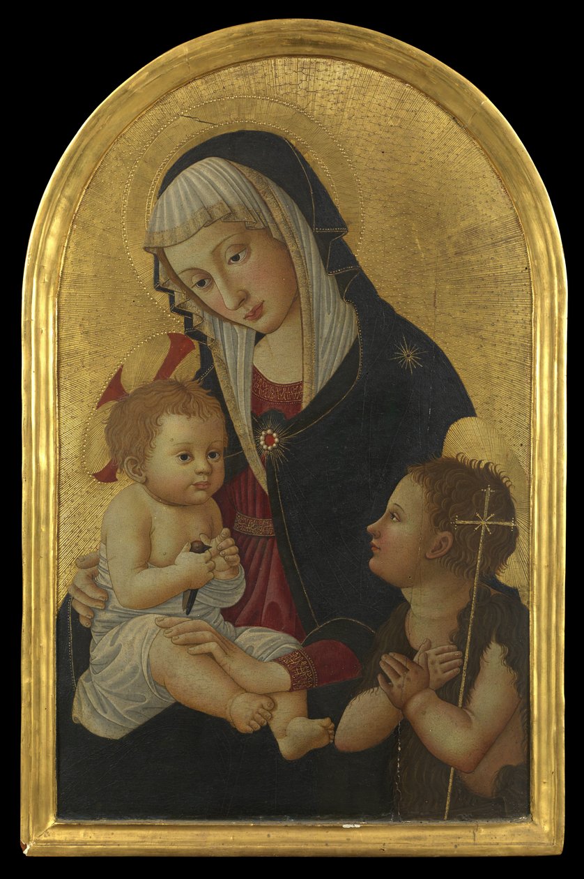 Dziewica z Dzieciątkiem ze Szczygiełem i Dzieciątkiem Św. Jan, po 1460 (tempera na panelu) autorstwa Pseudo Pier Francesco Fiorentino