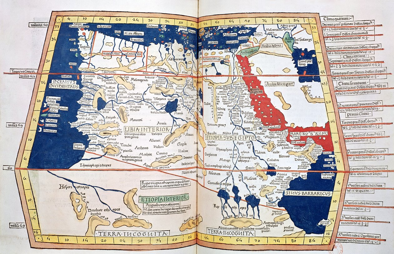 Mapa Afryki, tablica 18 z Atlasu Świata, 1486 r. autorstwa Ptolemy