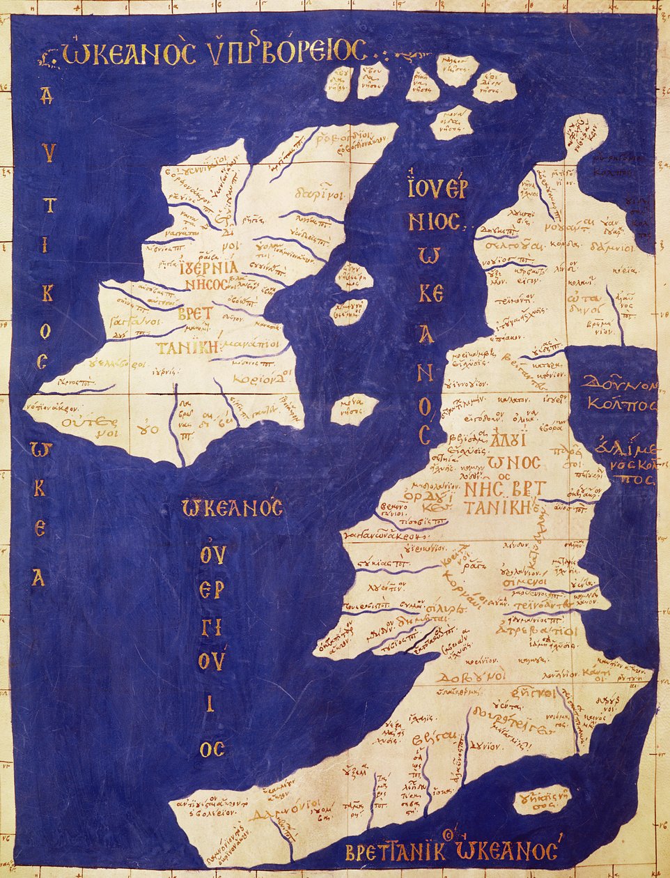 Mapa Wysp Brytyjskich, z „Geografii” autorstwa Ptolemy