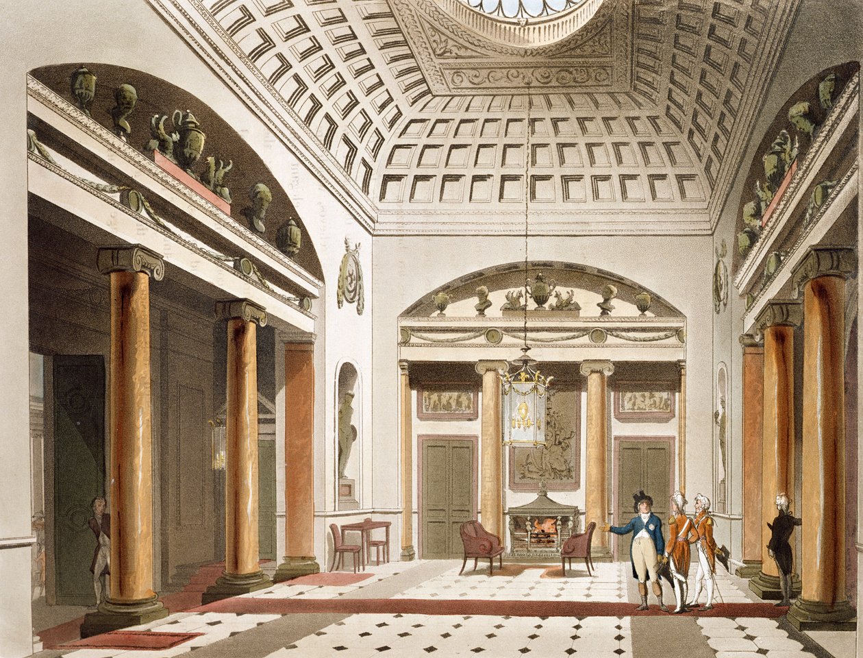 The Hall, Carlton House, z „Mikrokosmosu Londynu” Ackermanna autorstwa Pugin and Rowlandson