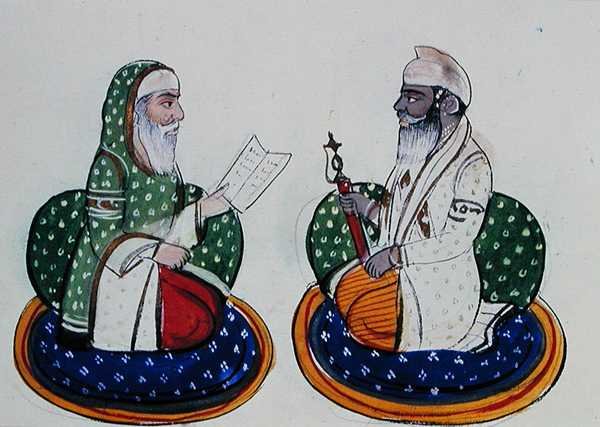 Fakir Nur-ud-din i Sardar Atar Singh, ok. 1890 (akwarela na papierze) autorstwa Punjabi School
