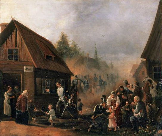Scena z wojny rosyjsko-francuskiej w 1812 r., 1852 r. autorstwa Pyotr Baykov