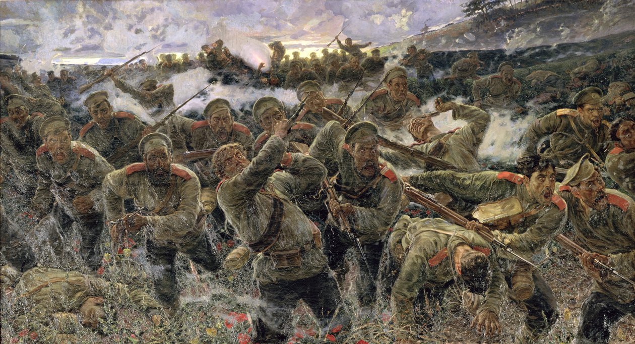Walka na bagnety, 1904 r. autorstwa Pyotr Pavlovich Karyagin