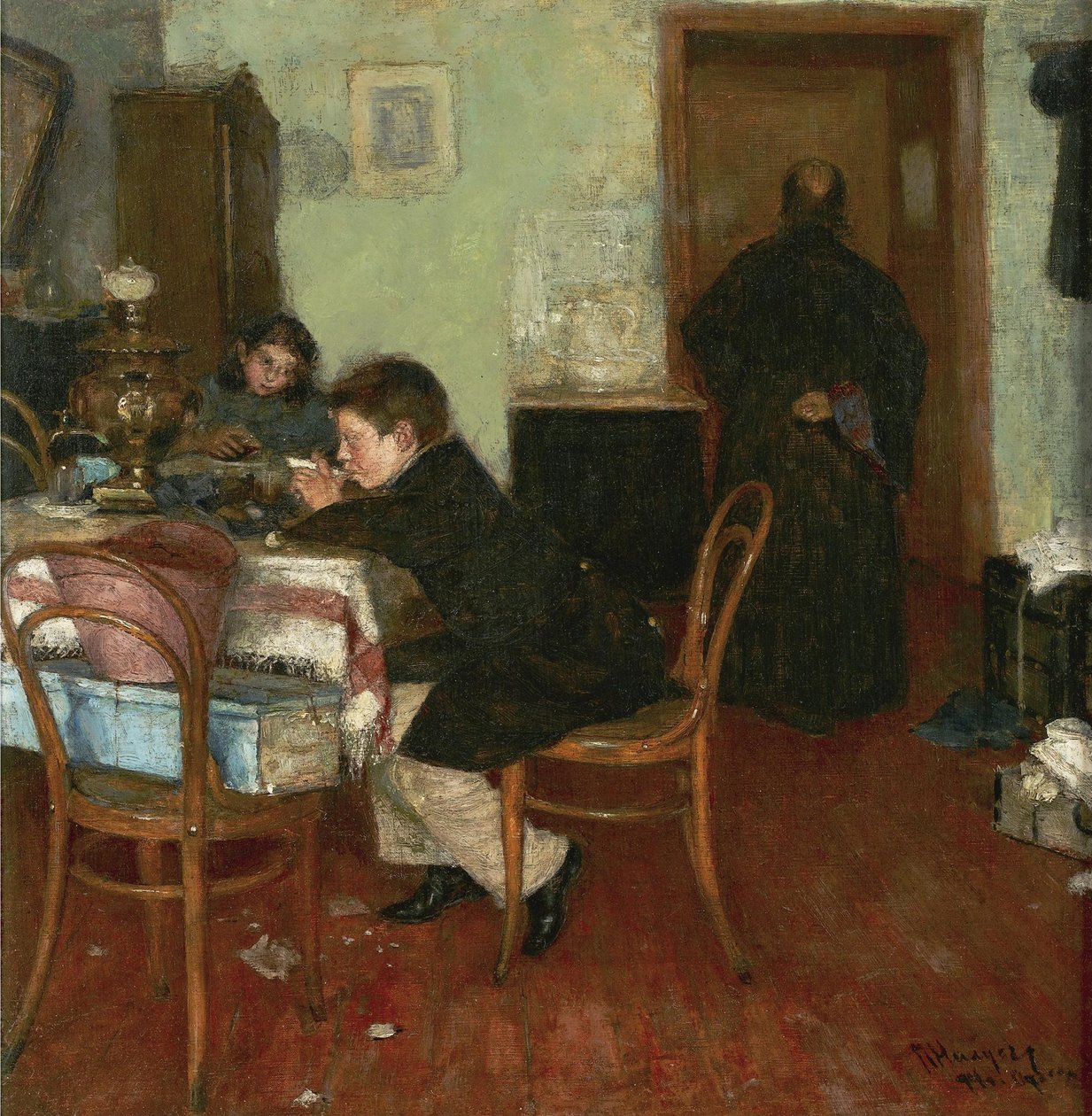 Czas na herbatę dla dzieci, 1894 autorstwa Pyotr Alexandrovich Nilus
