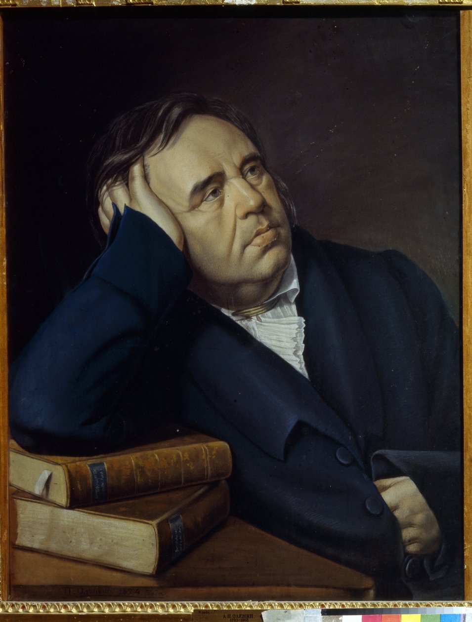 Portret bajkopisarza Iwana A. Kryłowa (1769-1844) (portret bajkopisarza I.A. Kryłowa). Praca Piotra Aleksiejewicza Olenina (1828-1855), pastel na papierze autorstwa Pyotr Alexeevich Olenin