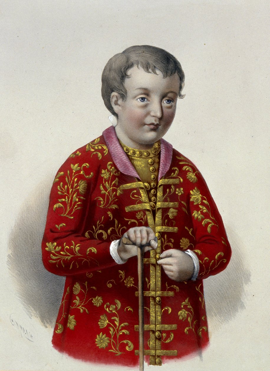 Wielki książę Symeon Aleksiejewicz (1665-1669) Rosji (carewicz Symeon Aleksiejewicz Rosji). Praca Piotra Fiodorowicza Borela (1829-1898), litografia ok. 1860 r. XIX-wieczna sztuka rosyjska, neoklasycyzm. Rosyjska Biblioteka Państwowa, Moskwa. autorstwa Pyotr Fyodorovich Borel