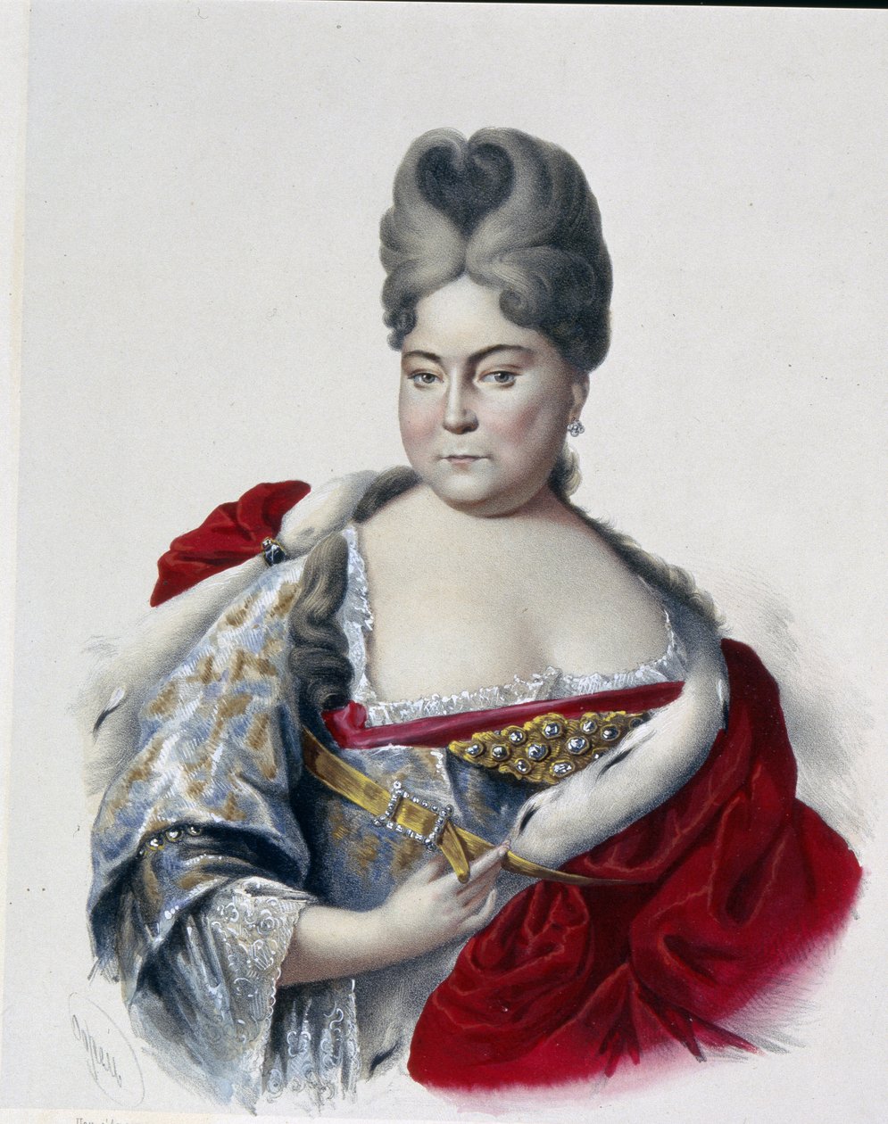 Portret wielkiej księżnej Natalii Aleksiejewny Rosji (1673-1716), siostry cara Piotra I Wielkiego (1672-1725). (Portret Wielkiej Księżnej Natalii Aleksiejewny Rosji, siostry cara Piotra Wielkiego). Dzieło Piotra Fiodorowicza Borela (1829-1898), autorstwa Pyotr Fyodorovich Borel