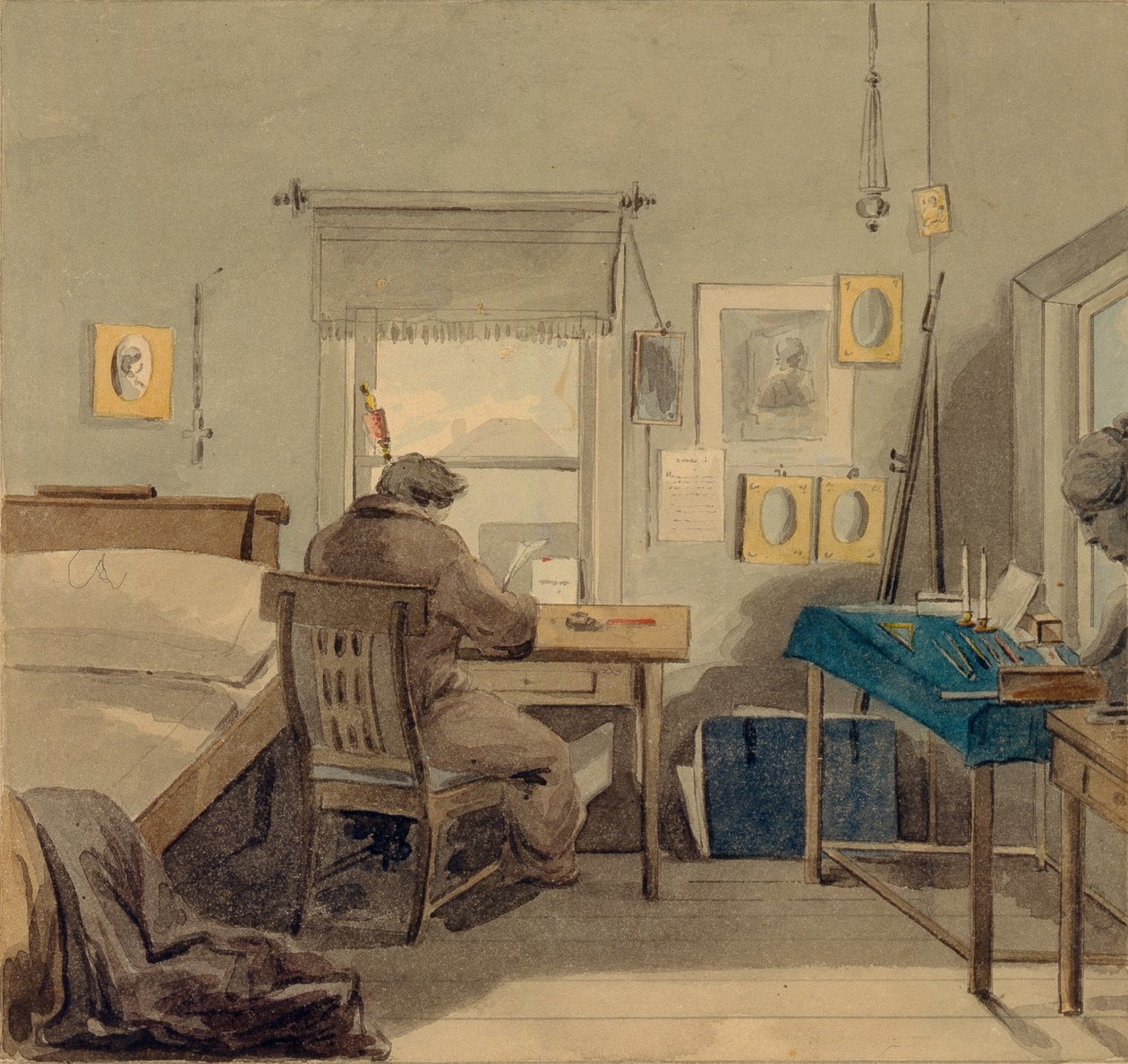 W pracy. W domu Pavla Nashchokin, 1824 autorstwa Pyotr Fyodorovich Sokolov