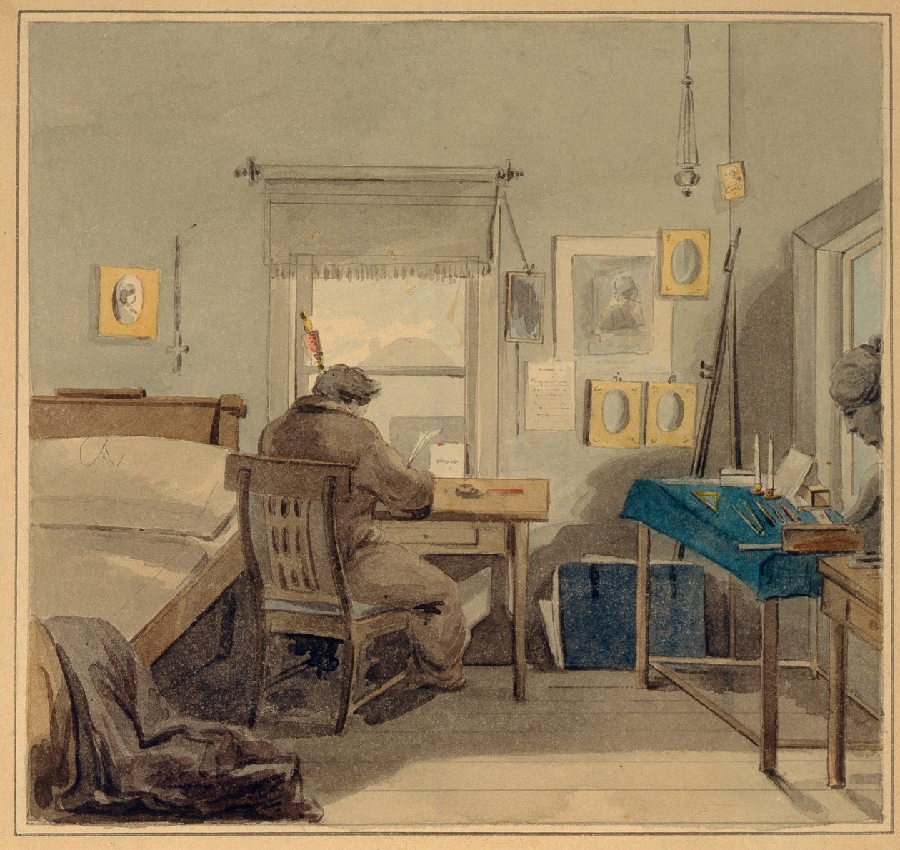 W pracy. W domu Pavla Nashchokin, 1824 autorstwa Pyotr Fyodorovich Sokolov