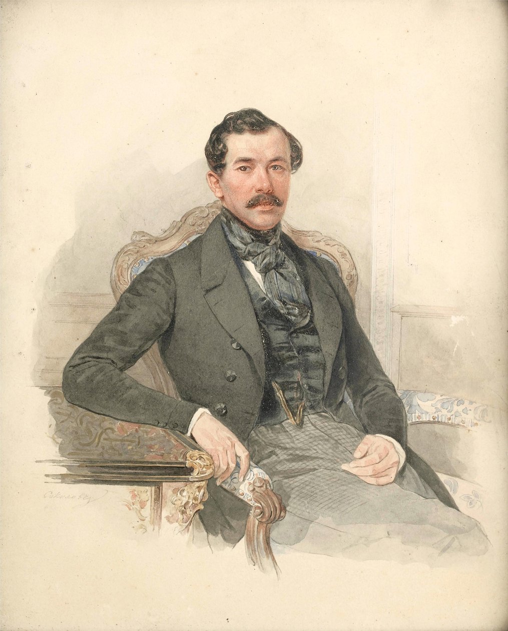 Maximilien de Leuchtenberg, mecenas i mineralog - Portret Maksymiliana de Beauharnais, III księcia Leuchtenberg (1817-1852) - Piotr Fiodorowicz Sokołow (1791-1848). Akwarela na kartonie Wymiar: 25x21 cm Kolekcja prywatna autorstwa Pyotr Fyodorovich Sokolov