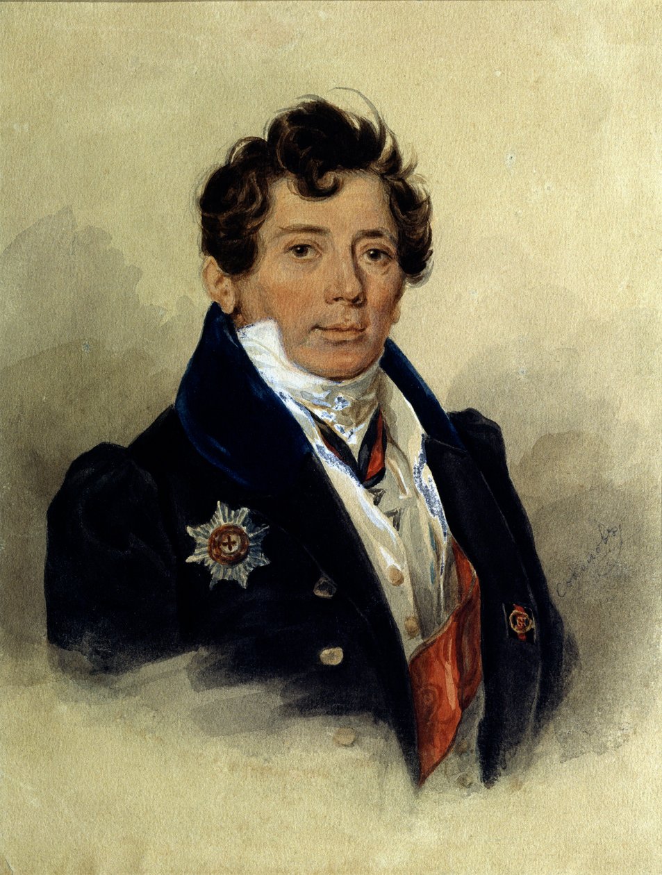 „Portret Aleksandra Turgieniewa (1784-1846), rosyjskiego historyka i męża stanu”” Litografia Piotra Fiodorowicza Sokołowa (1791-1848) 1816 Muzeum Pamięci Puszkina, Sankt Petersburg autorstwa Pyotr Fyodorovich Sokolov
