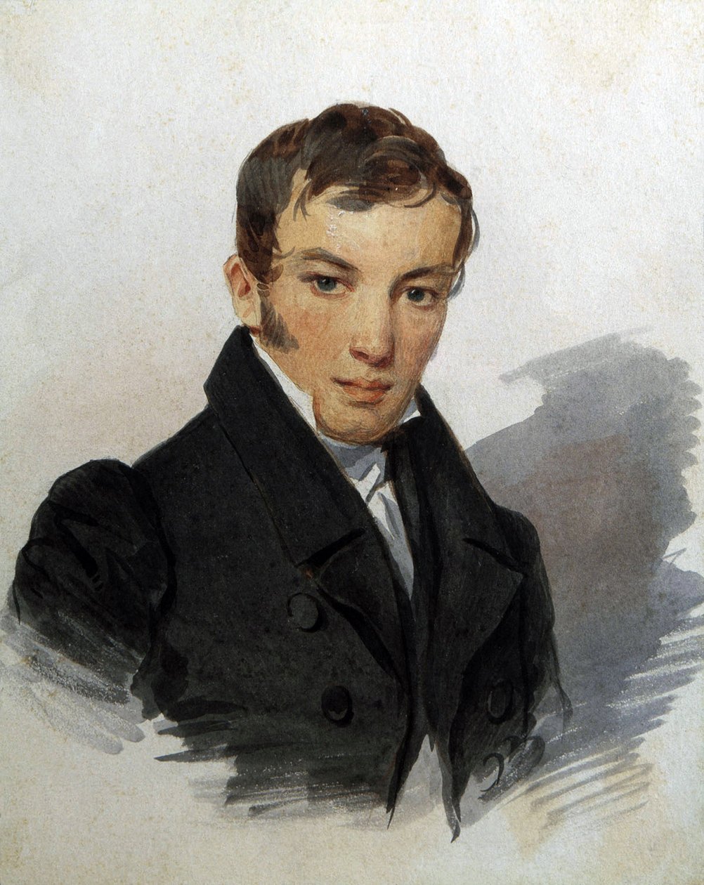 Portret Wasilija Joukowskiego (1783-1852), rosyjskiego poety (Portret poety Wasilija Żukowskiego). Praca Piotra (Piotra) Fiodorowicza Sokołowa (Peter Sokołowa) (1791-1848), ok. 1820. Akwarela na papierze. Sankt Petersburg, Muzeum A. Puszkina Muzeum Pamięci autorstwa Pyotr Fyodorovich Sokolov