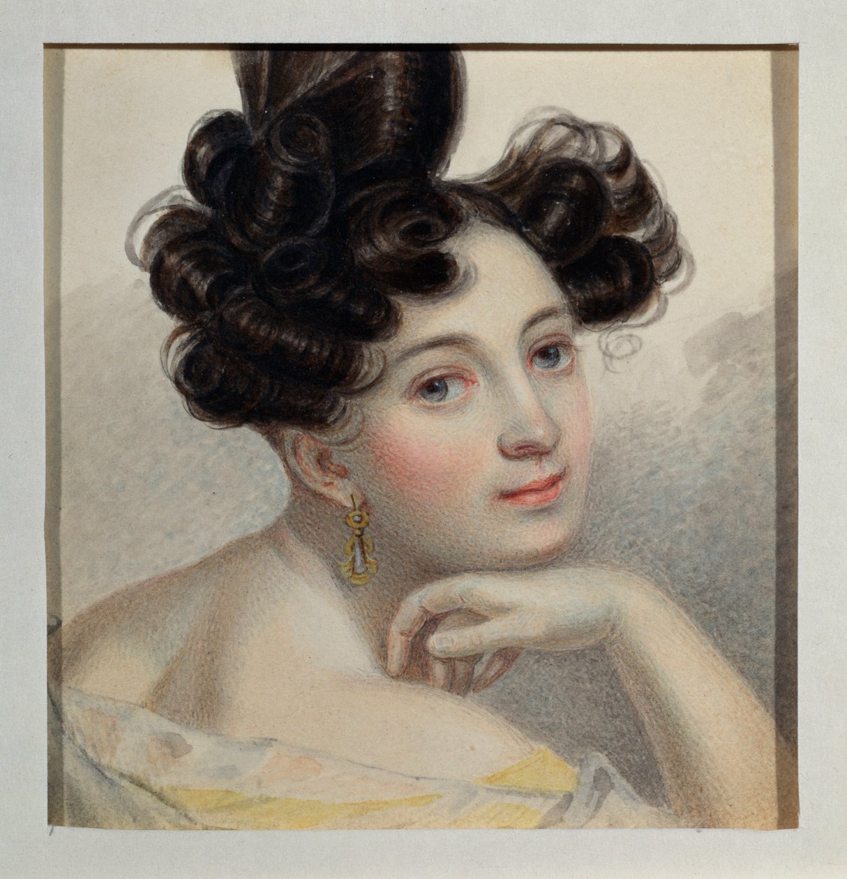 Portret hrabiny Glafiry z Balmen. Dzieło Piotra (Piotra) Fiodorowicza Sokołowa (Piotra Sokołowa) (1791-1848), akwarela na papierze, ok. 1828 r. Sztuka rosyjska autorstwa Pyotr Fyodorovich Sokolov