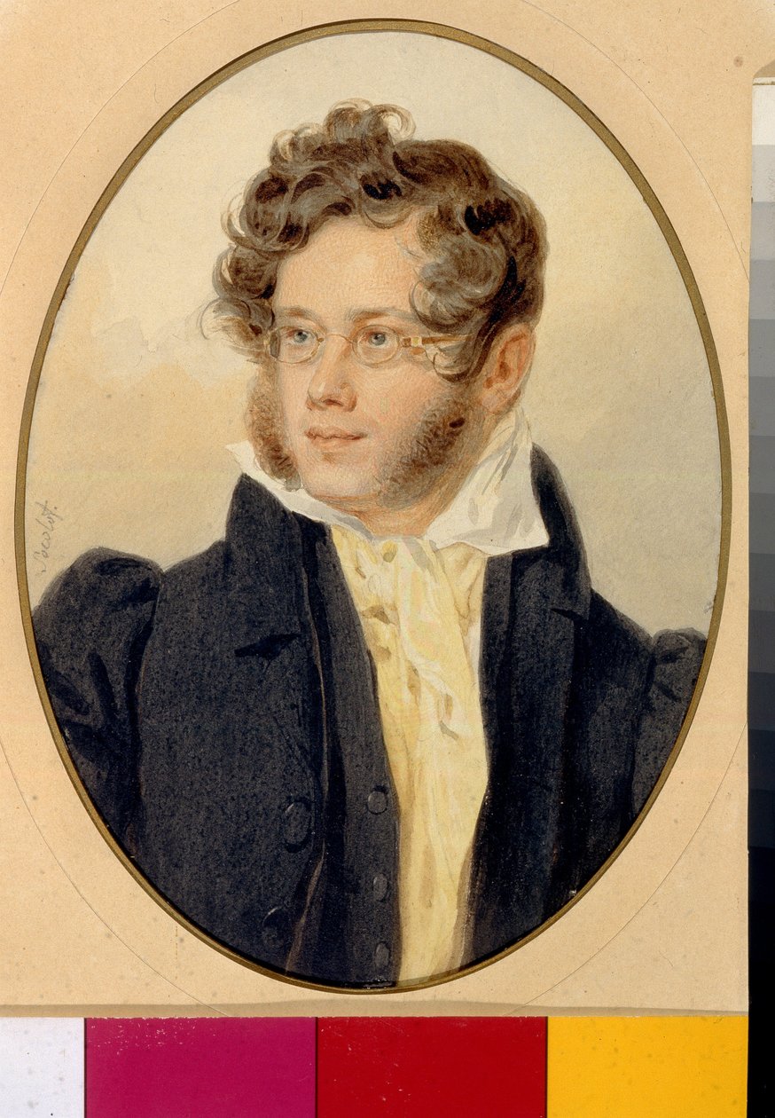 Portret księcia Piotra Andriejewicza Wiazemskiego (Pierre Wiazemsky) (1792-1878), poete russe (Portret księcia poety Piotra A. Wiazemskiego). Oeuvre de Piotr (Piotr) Fiodorowicz Sokołow (Pierre Sokołow) (1791-1848) autorstwa Pyotr Fyodorovich Sokolov