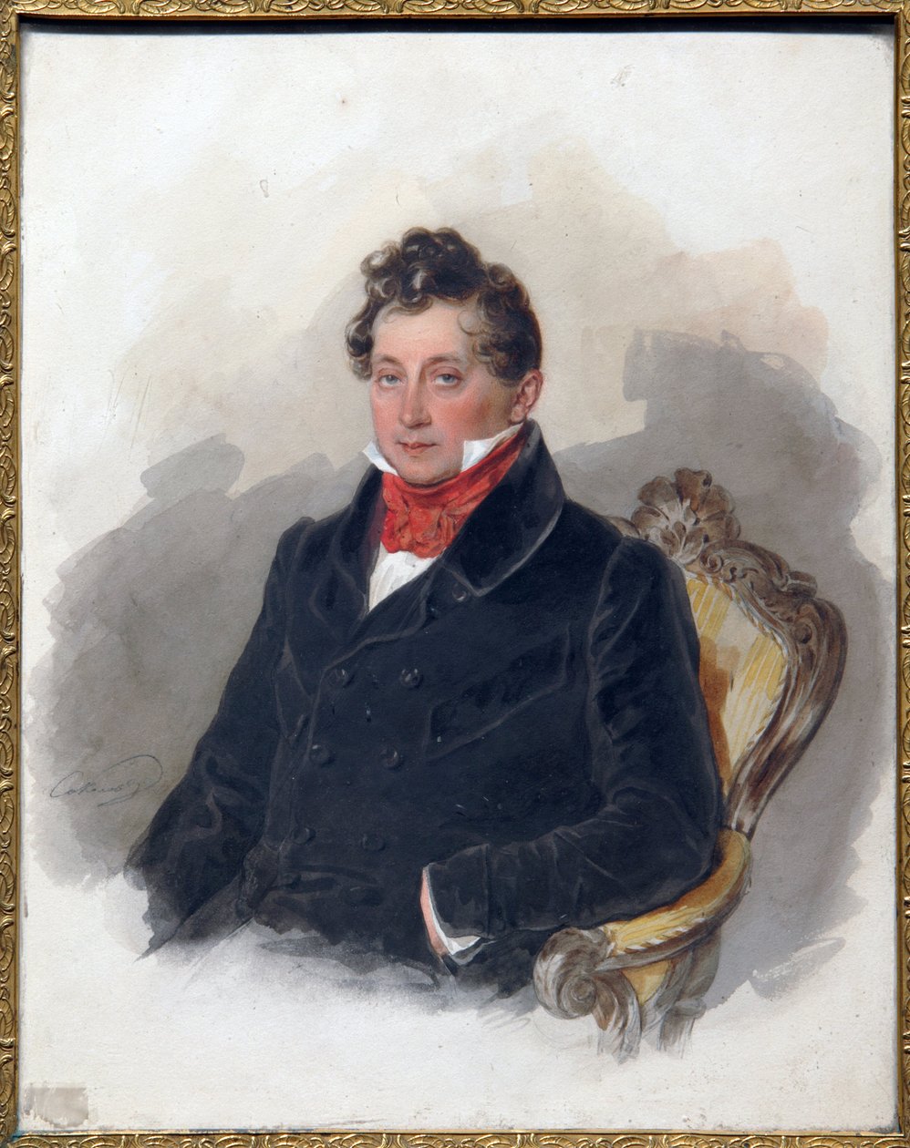 Portret dekabrysty (lub dekabrysty) Michaiła Wielgorskiego (1788-1856). (Portret dekabrysty M. Wielgorskiego). Praca Piotra (Piotra) Fiodorowicza Sokołowa (Pierre Sokołowa) (1791-1848), akwarela na papierze, ok. 1840. XIX-wieczna sztuka rosyjska, romantyzm autorstwa Pyotr Fyodorovich Sokolov