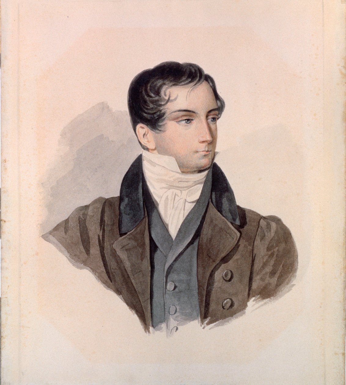 Portret poety Dimitri (Dmitri) Venevitinov (1805-1827). Grafika Piotra (Piotra) Fiodorowicza Sokołowa (Pierre Sokolov) (1791-1848), akwarela na papierze autorstwa Pyotr Fyodorovich Sokolov