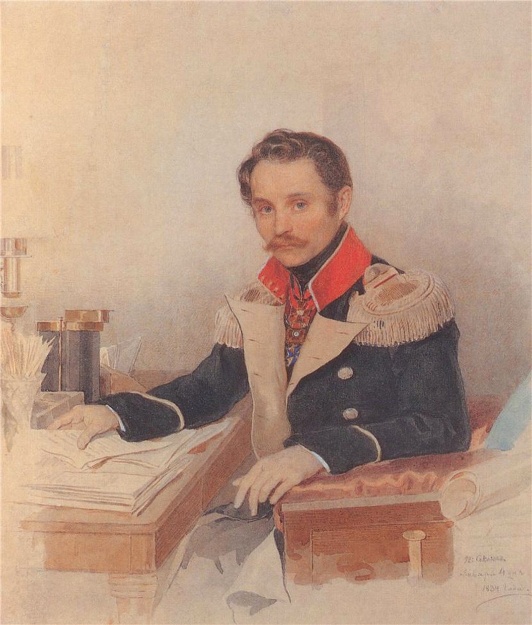 Portret Leonty Wasiliewicza Dubelta 1792-1862, szefa sztabu Korpusu Żandarmów, 1834 autorstwa Pyotr Fyodorovich Sokolov