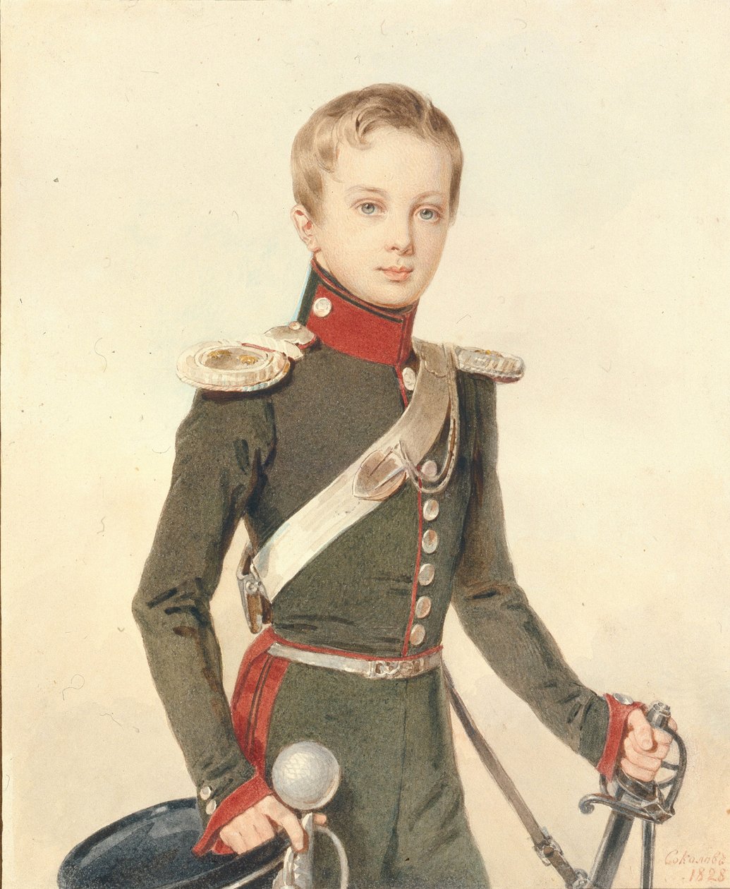 Portret księcia koronnego Aleksandra Nikołajewicza 1818-1881, 1828 autorstwa Pyotr Fyodorovich Sokolov