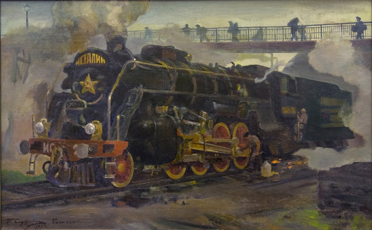 Lokomotywa IS20 par Smukrovich, Piotr Iosifovich (1878-1942). Olej na płótnie, rozmiar : 55x89 autorstwa Pyotr Iosifovich Smukrovich