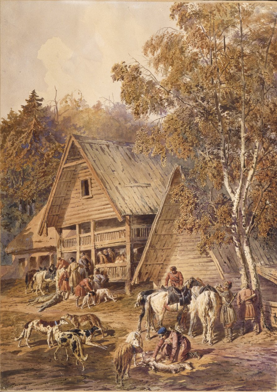 Łowcy, 1863 autorstwa Pyotr Petrovich Sokolov