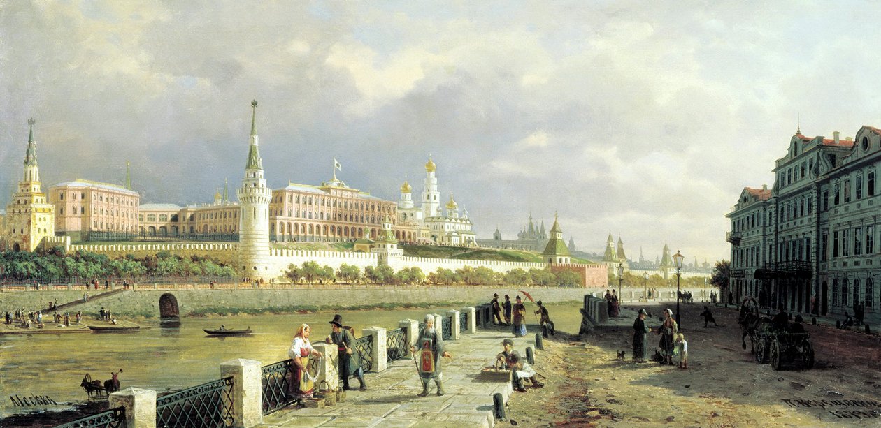 Widok Kremla z Nabrzeża Sofijskiego w Moskwie, 1879 r. autorstwa Pjotr ​​​​Petrowitsch Wereschtschagin