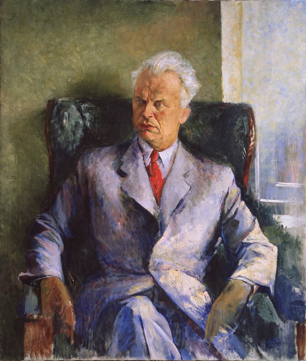 Portret pisarza, producenta i reżysera filmów Oleksandra Dowżenko 1894-1956, 1947 autorstwa Pyotr Vladimirovich Williams
