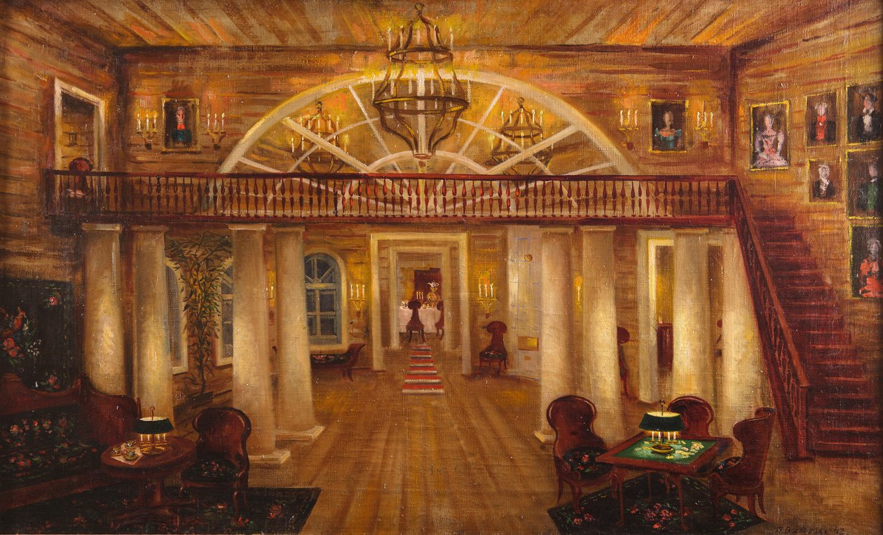 Dom Larinów. Scenografia do opery Eugeniusz Oniegin P. Czajkowskiego, 1944. autorstwa Pyotr Vladimirovich Williams