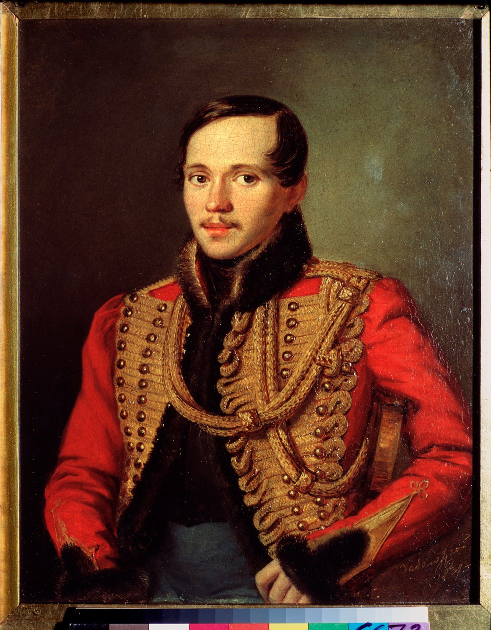 Portrait du poete Michaił Lermontow (1814-1841) (Portret poety M Lermontowa) - Oeuvre de Piotr Jefimowicz Zabołocki (Zabołocki) (1803-1866), huile sur karton autorstwa Pyotr Yefimovich Zabolotsky