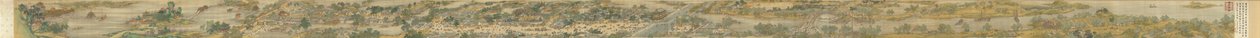 Wzdłuż rzeki podczas festiwalu Qingming, wersja Qing Court, zwój ręczny, 1736 (atrament i kolor na jedwabiu) autorstwa Qing Dynasty Chinese School