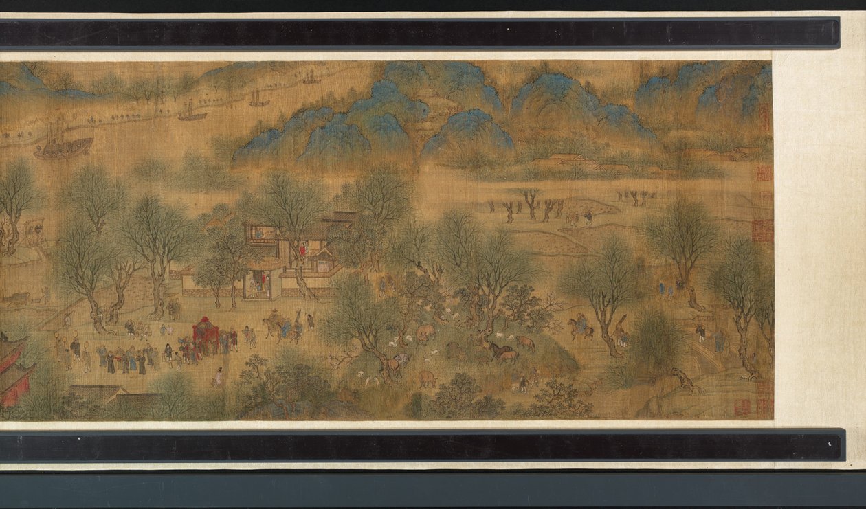 Święto Wiosny nad Rzeką (detal), handcroll autorstwa Qing Dynasty Chinese School