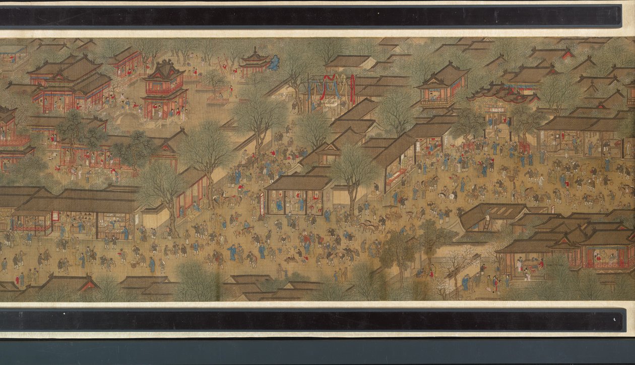 Święto Wiosny nad Rzeką (detal), handcroll autorstwa Qing Dynasty Chinese School