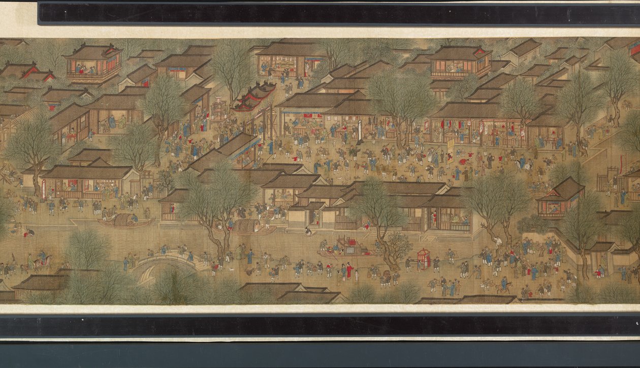 Święto Wiosny nad Rzeką (detal), handcroll autorstwa Qing Dynasty Chinese School