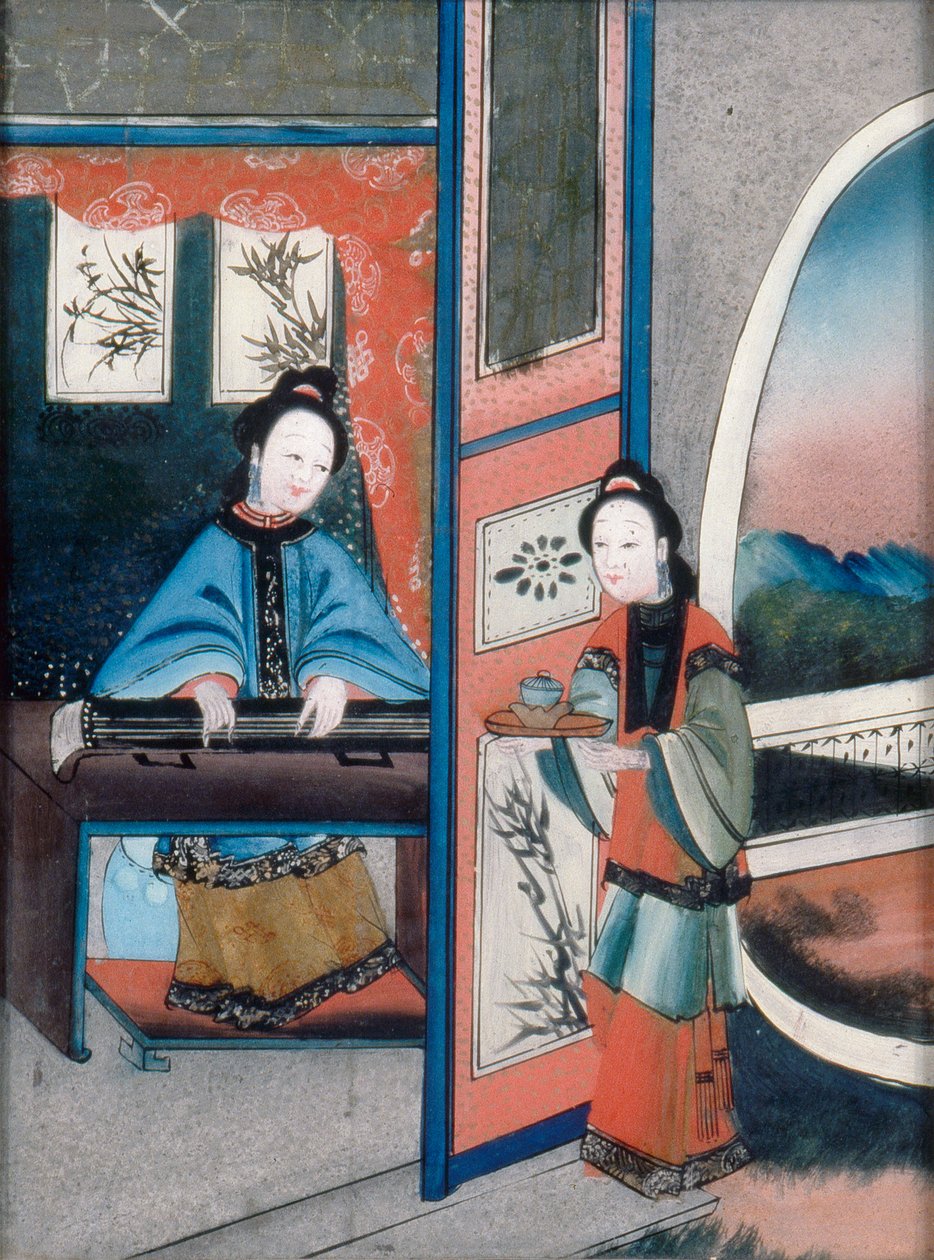 Chińskie wnętrze, ok. 1800 (olej na płótnie) autorstwa Qing Dynasty Chinese School