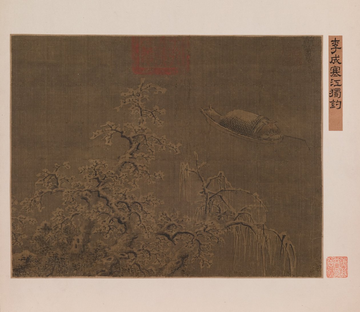Samotne wędkowanie w lodowatej rzece autorstwa Qing Dynasty Chinese School