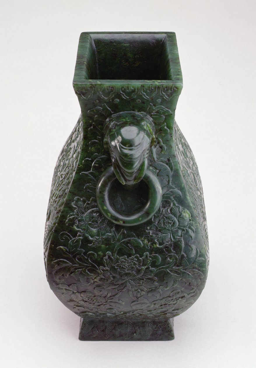 Cesarska waza z brązowej formy Fang Hu, okres Qianlong (1736-96) (nefryt) autorstwa Qing Dynasty Chinese School