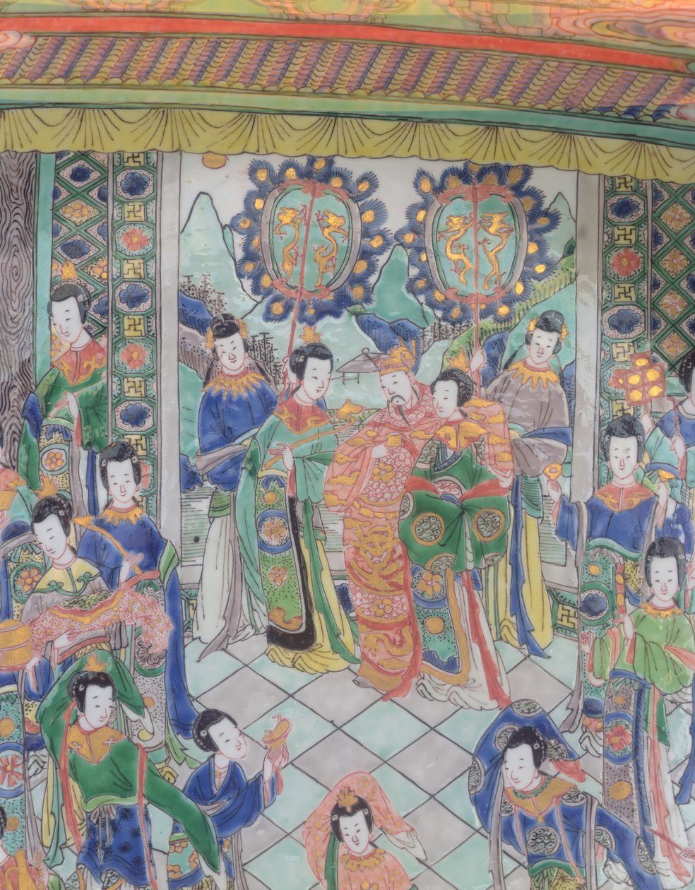 Duża Famille Verte Charger, okres Kangxi (1662-1722) (porcelana) (patrz również 272193) autorstwa Qing Dynasty Chinese School