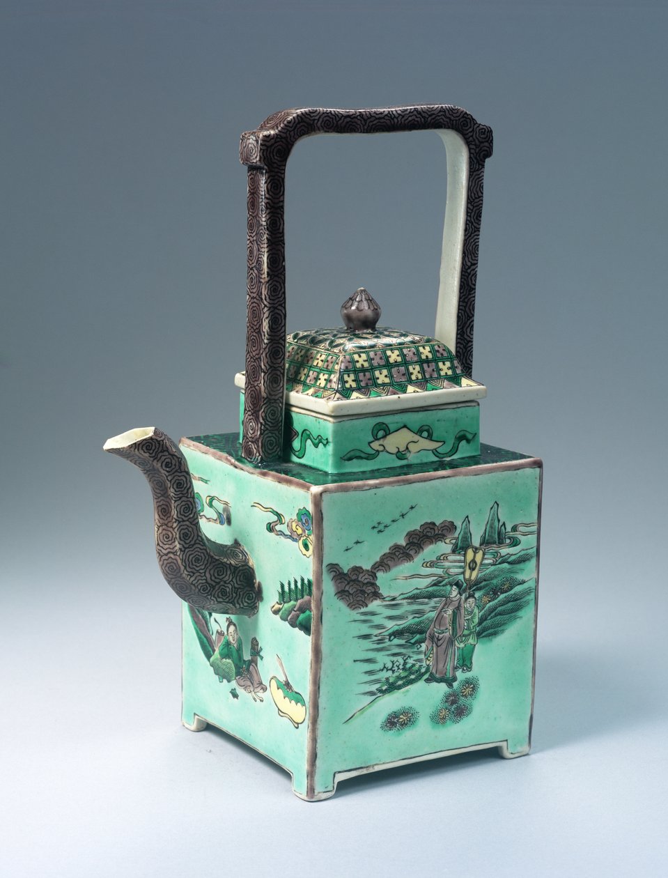 Duży czajniczek Famille Verte, okres Kangxi (1662-1722) (porcelana) autorstwa Qing Dynasty Chinese School