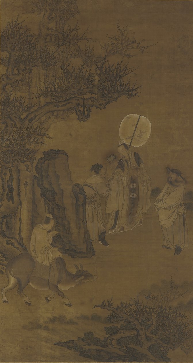 Premier Yang Su i pracowita młodzież, XVII-XVIII wiek (tusz i kolor na jedwabnym panelu) autorstwa Qing Dynasty Chinese School