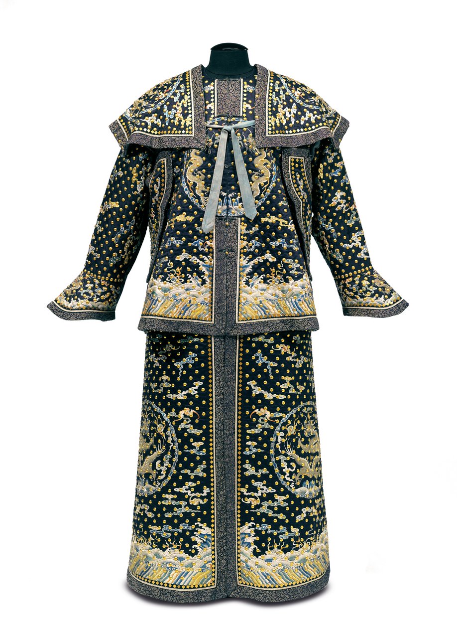 Rzadki ceremonialny mundur gwardzisty cesarskiego, okres Qianlong / Jiaqing (1736-1820) (jedwabna satyna) (zobacz także) autorstwa Qing Dynasty Chinese School