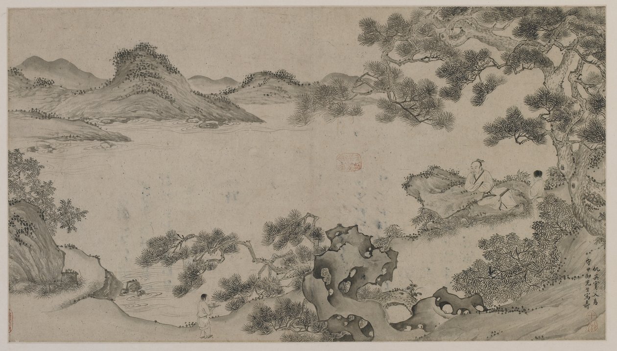 Krajobraz rzeki (atrament na papierze) autorstwa Qing Dynasty Chinese School